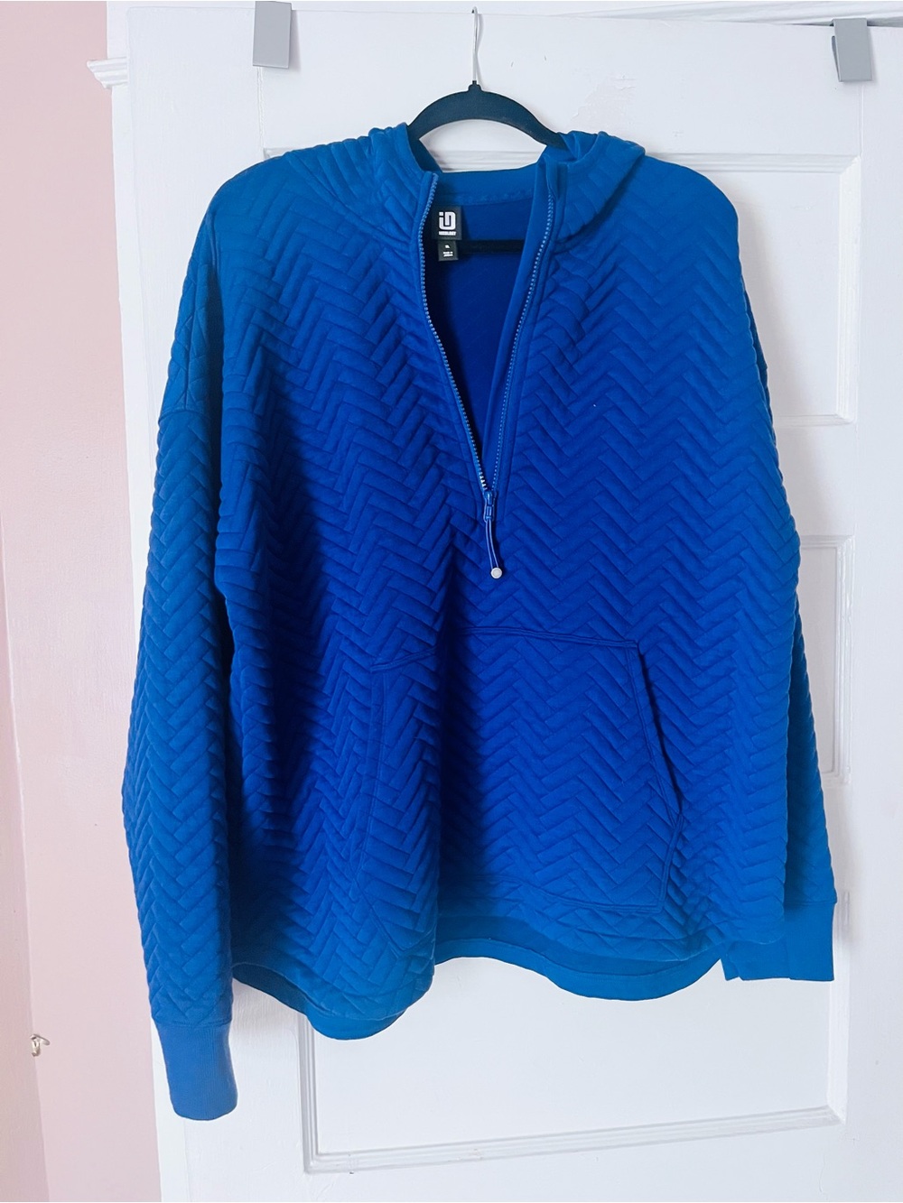 Ideology Royal Blue Quilted Chevron Quarter-Zip Pullover Hoodie